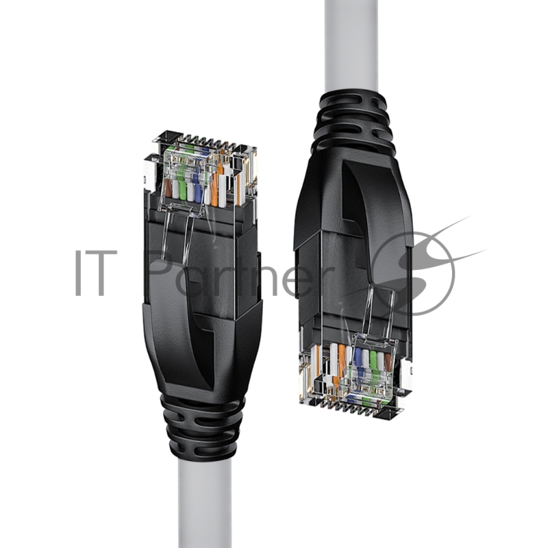 Патч-корд прямой 20.0m UTP кат.5e, серый, черные коннекторы, 24 AWG, литой, ethernet high speed 1 Гбит/с, RJ45, T568B Патч-корд прямой 20.0m UTP кат.5e, серый, черные коннекторы, 24 AWG, литой, ethernet high speed 1 Гбит/с, RJ45, T568B