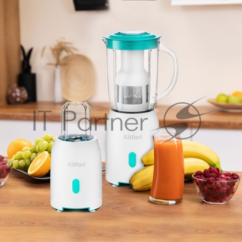 Блендер стационарный Kitfort КТ-3069-3 200Вт белый/бирюзовый