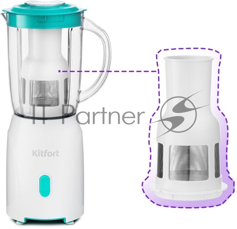 Блендер стационарный Kitfort КТ-3069-3 200Вт белый/бирюзовый