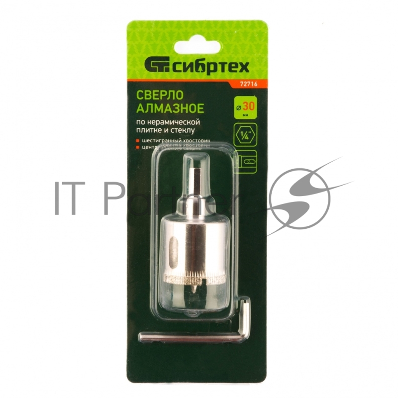 Сверло СИБРТЕХ по керамической плитке и стеклу, 30 х 55 мм 72716