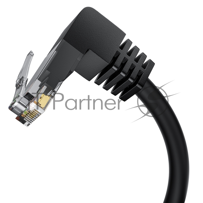 Патч-корд GCR прямой 0.5m UTP кат.5e, черный, нижний угол, литой, ethernet high speed, RJ45, T568B, GCR-53194