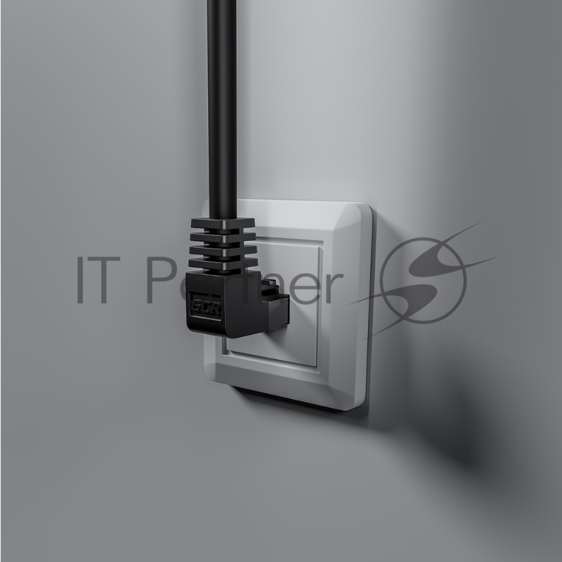 Патч-корд GCR прямой 1.0m UTP кат.5e, черный, верхний угол, литой, ethernet high speed, RJ45, T568B, GCR-53199