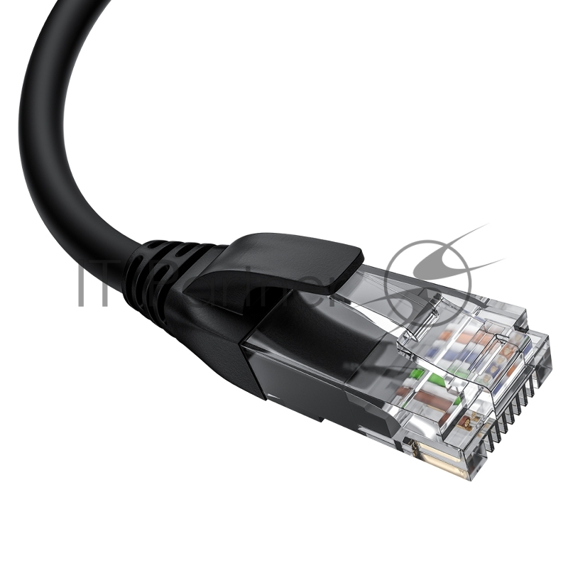 Патч-корд GCR прямой 1.0m UTP кат.5e, черный, верхний угол, литой, ethernet high speed, RJ45, T568B, GCR-53199
