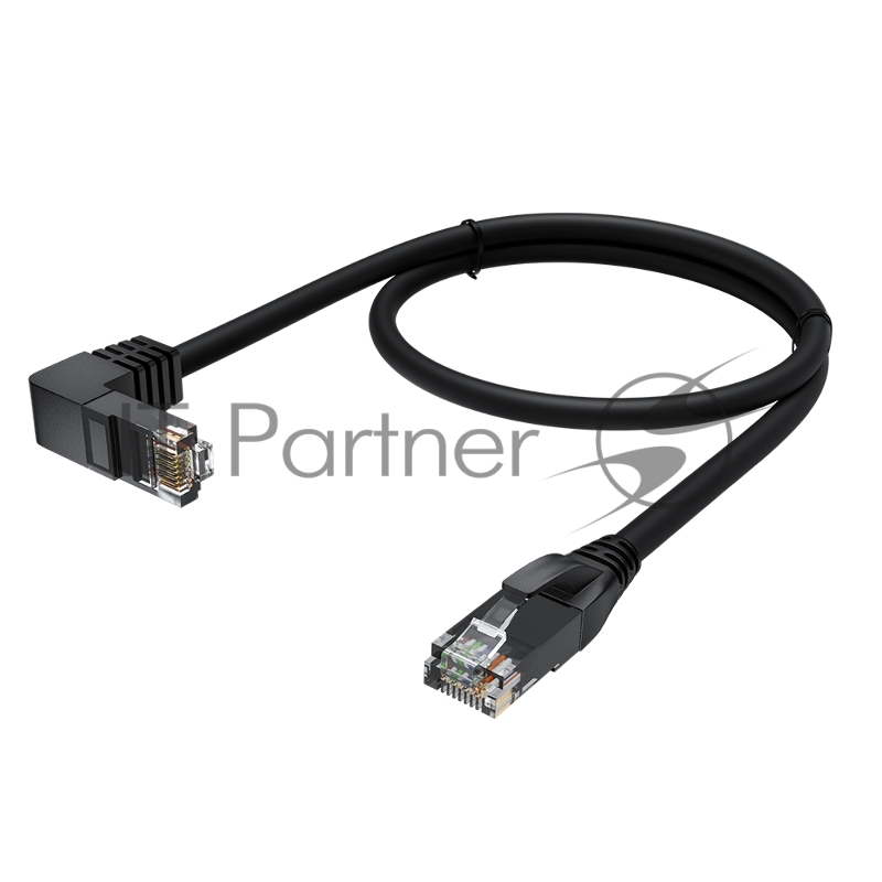 Патч-корд GCR прямой 1.0m UTP кат.5e, черный, верхний угол, литой, ethernet high speed, RJ45, T568B, GCR-53199