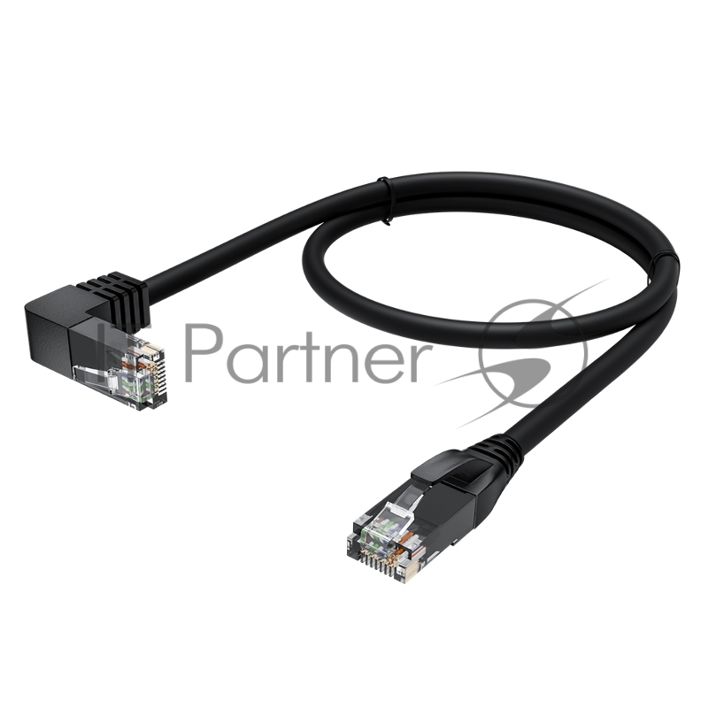 Патч-корд GCR прямой 2.0m UTP кат.5e, черный, нижний угол, литой, ethernet high speed, RJ45, T568B, GCR-53196
