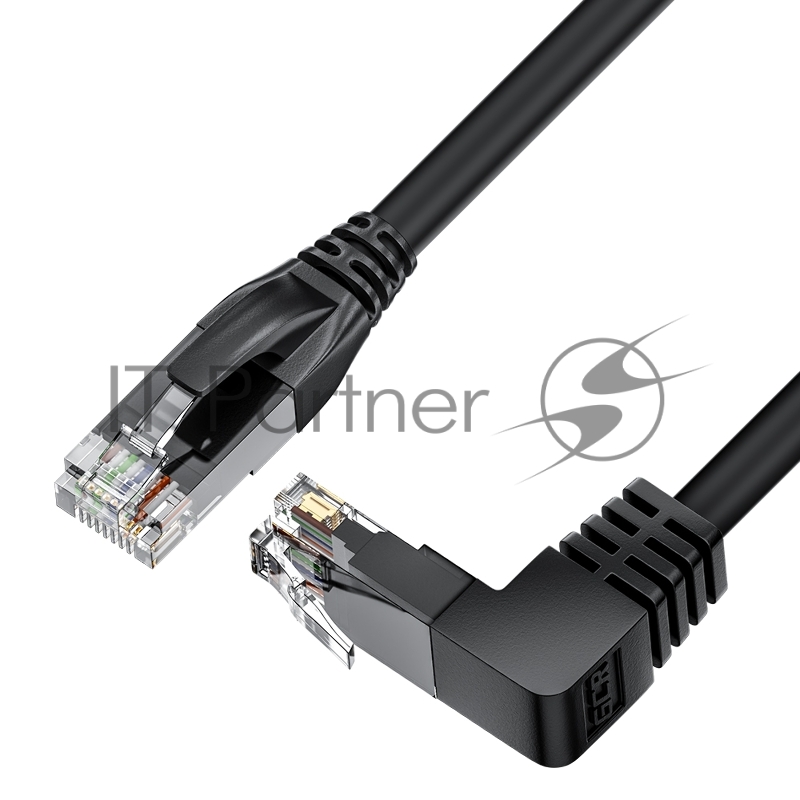 Патч-корд GCR прямой 2.0m UTP кат.5e, черный, нижний угол, литой, ethernet high speed, RJ45, T568B, GCR-53196