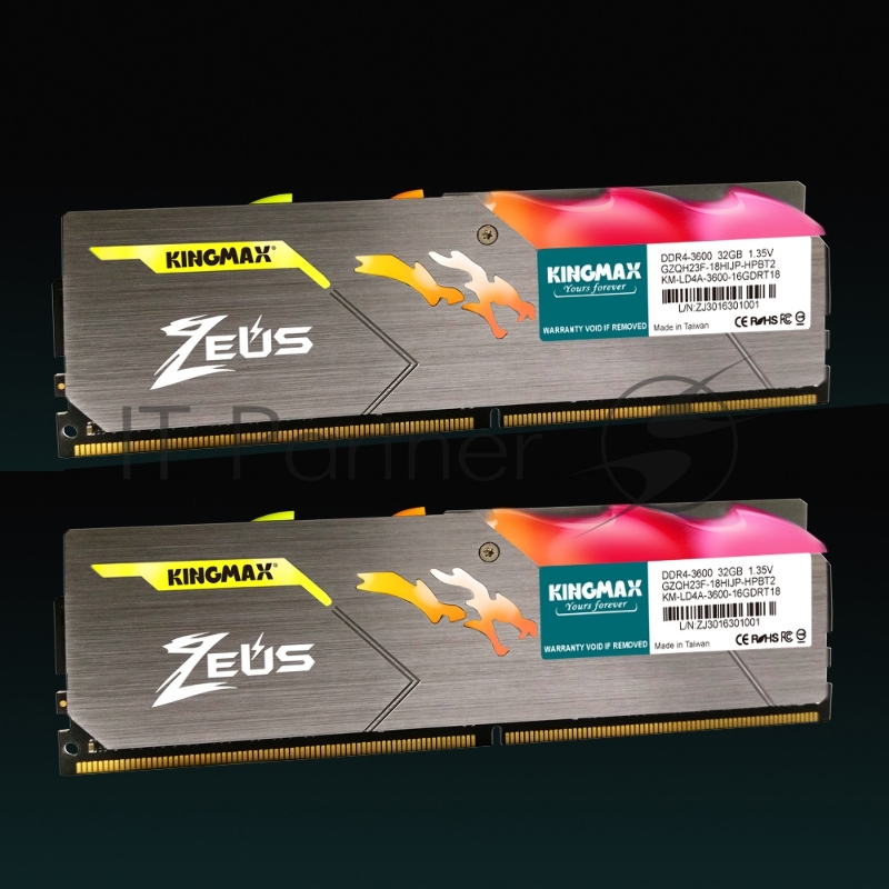 Память DDR4 32Gb 3600MHz Kingmax KM-LD4A-3600-32GDRT18 Zeus Dragon RTL CL18 DIMM 288-pin 1.35В