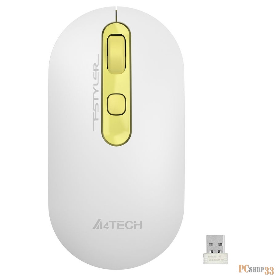Мышь A4Tech Fstyler FG20 Daisy белый/желтый оптическая (2000dpi) беспроводная USB (4but)