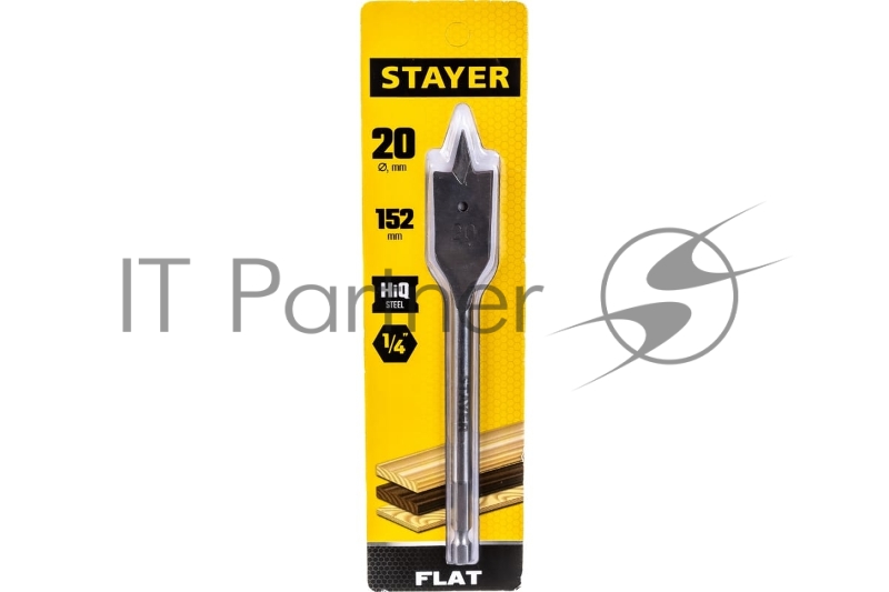Сверло Stayer перовое по дереву, d=20мм, FLAT 2950-20_z01