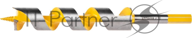 Сверло STAYER PROFI по дереву, спираль Левиса, шестигранный хвостовик, сталь 45Mn, d=30мм, L=235мм 29475-235-30