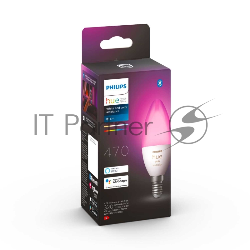 Лампа (белый и цветной свет) Philips Hue WCA 5.3W B39 E14 RUS 1p