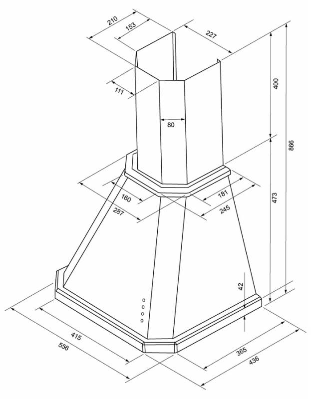 Вытяжка KRONA Neya 600 структурный cлоновая кость управление кнопочное