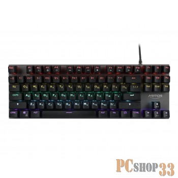 Клавиатура механическая игровая CBR KB 881 Armor USB, 87 кл., свитчи Huano Red, Anti-Ghosting, N-key rollover, Rainbow LED, 60 млн. наж., прорезин. ножки, корпус металл, длина кабеля 1,8 м