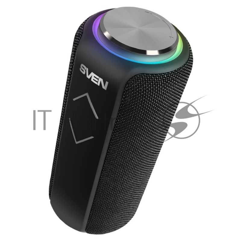 Мобильные колонки SVEN PS-275 2.0 чёрные (IPx5, 2x6W, USB, Bluetooth, micro SD, FM, подсветка, 2400 мA)