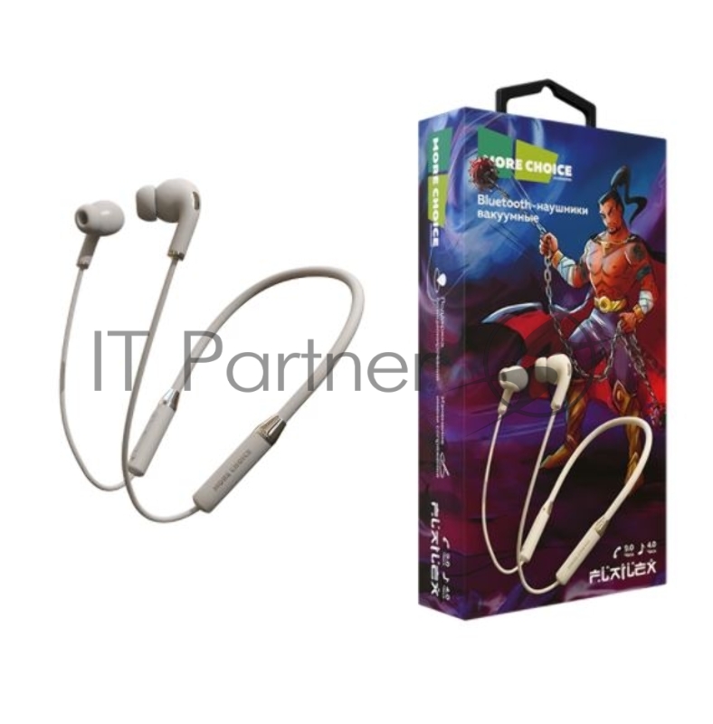 Наушники Bluetooth Smart вакуумные с шейным шнурком More choice BG31S (White)