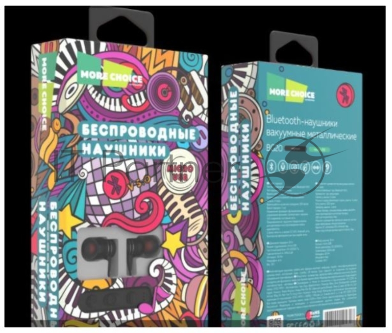 Наушники Bluetooth вакуумные с шейным шнурком More choice BG20 (Black)