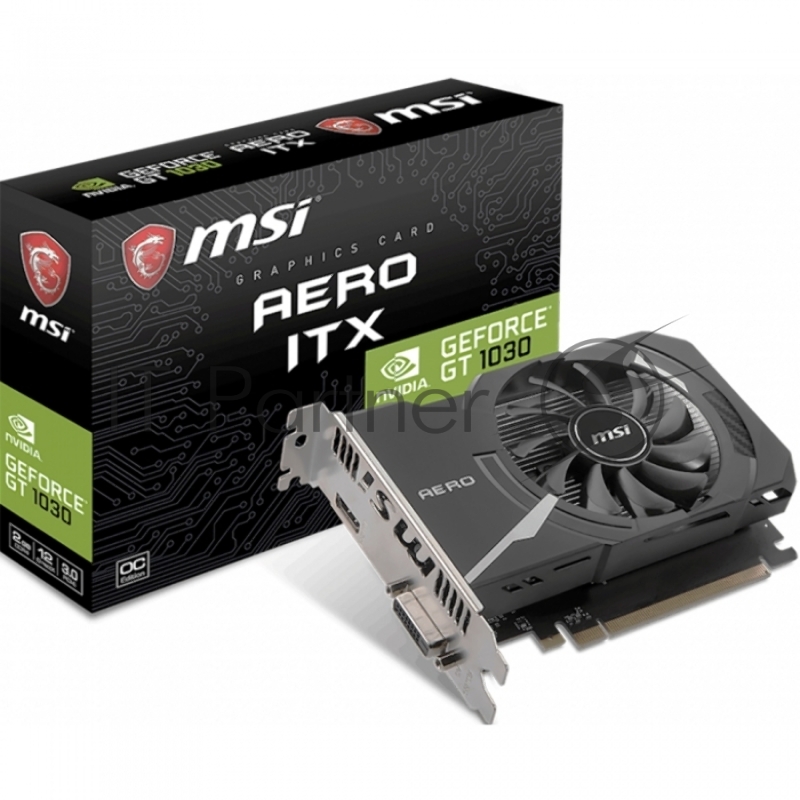Видеокарта MSI PCI-E GT 1030 AERO ITX 2GD4 OC nVidia GeForce GT 1030 2048Mb 64bit DDR4 1189/2100 DVIx1/HDMIx1/HDCP Ret