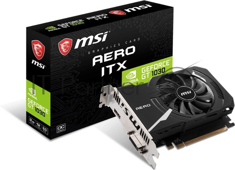Видеокарта MSI PCI-E GT 1030 AERO ITX 2GD4 OC nVidia GeForce GT 1030 2048Mb 64bit DDR4 1189/2100 DVIx1/HDMIx1/HDCP Ret