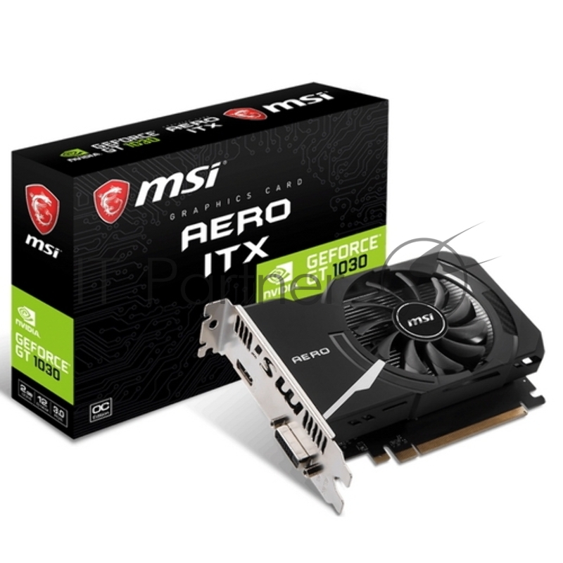 Видеокарта MSI PCI-E GT 1030 AERO ITX 2GD4 OC nVidia GeForce GT 1030 2048Mb 64bit DDR4 1189/2100 DVIx1/HDMIx1/HDCP Ret