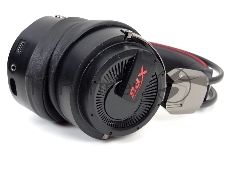 XPG PRECOG чёрная игровая гарнитура (7.1, USB-C, Jack 3.5 мм, микрофон, красная подсветка, электростатические/ динамические двойные динамики)