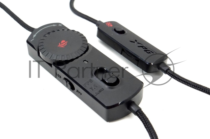 XPG PRECOG чёрная игровая гарнитура (7.1, USB-C, Jack 3.5 мм, микрофон, красная подсветка, электростатические/ динамические двойные динамики)