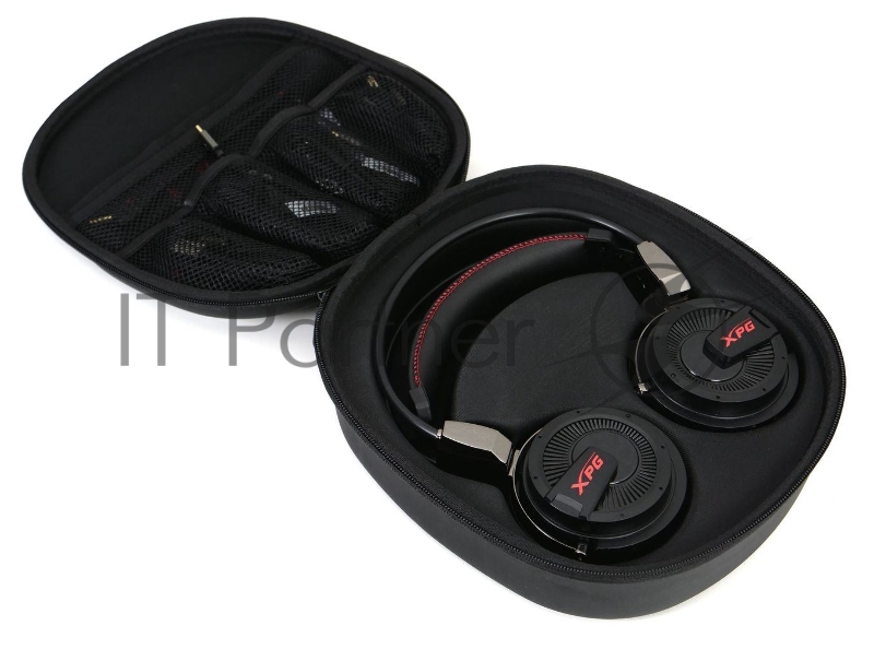 XPG PRECOG чёрная игровая гарнитура (7.1, USB-C, Jack 3.5 мм, микрофон, красная подсветка, электростатические/ динамические двойные динамики)