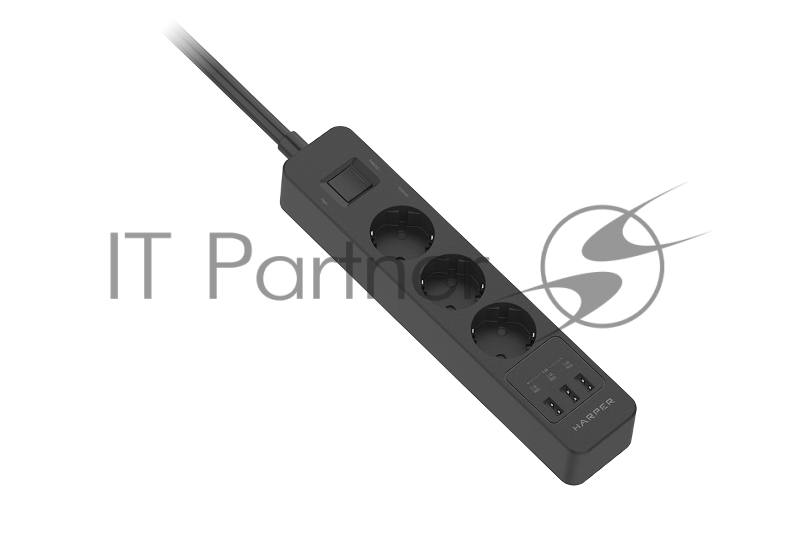 Harper Сетевой фильтр на 3 розетки со встроенным зарядным устройством UCH-330 (2,4 А , AC 100-240V 5