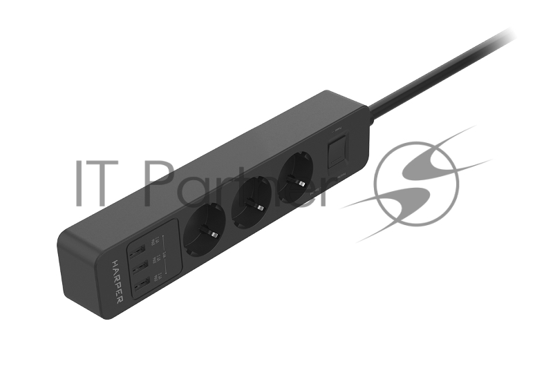 Harper Сетевой фильтр на 3 розетки со встроенным зарядным устройством UCH-330 (2,4 А , AC 100-240V 5