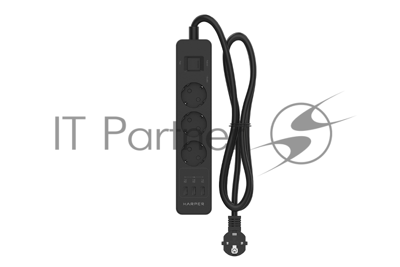 Harper Сетевой фильтр на 3 розетки со встроенным зарядным устройством UCH-330 (2,4 А , AC 100-240V 5