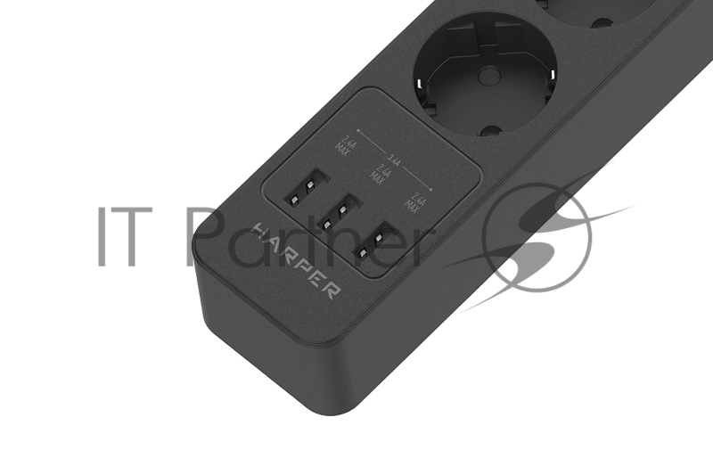 Harper Сетевой фильтр на 3 розетки со встроенным зарядным устройством UCH-330 (2,4 А , AC 100-240V 5
