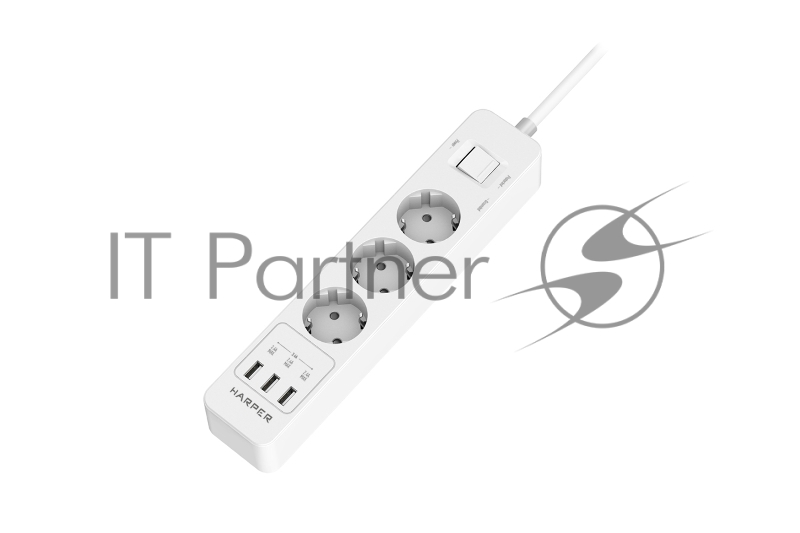 Harper Сетевой фильтр на 3 розетки со встроенным зарядным устройством UCH-330 (2,4 А , AC 100-240V 5