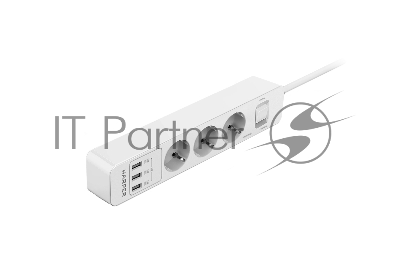 Harper Сетевой фильтр на 3 розетки со встроенным зарядным устройством UCH-330 (2,4 А , AC 100-240V 5