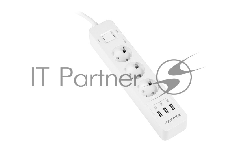 Harper Сетевой фильтр на 3 розетки со встроенным зарядным устройством UCH-330 (2,4 А , AC 100-240V 5