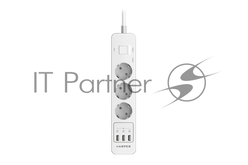 Harper Сетевой фильтр на 3 розетки со встроенным зарядным устройством UCH-330 (2,4 А , AC 100-240V 5