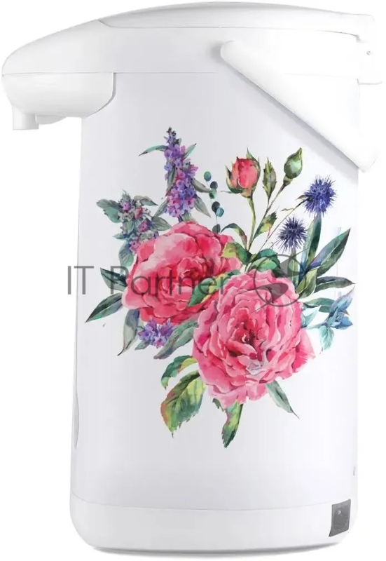 Термопот Blackton Bt TP535 Roses. Общий объем: 5л / Поддержание температуры: 85-96С / Способы подачи воды: 3 способа подачи воды - нажатием чашкой на клапан, электрическая помпа, ручная помпа / Потребляемая мощность (Вт): 750 Вт / Мощность в режиме