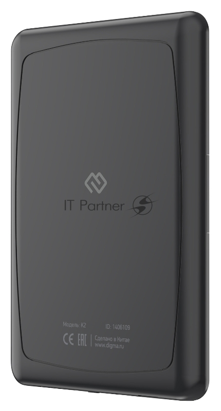 Электронная книга Digma K2 6 E-ink HD Pearl 758x1024 600MHz/4Gb/microSDHC/подсветка дисплея темно-серый