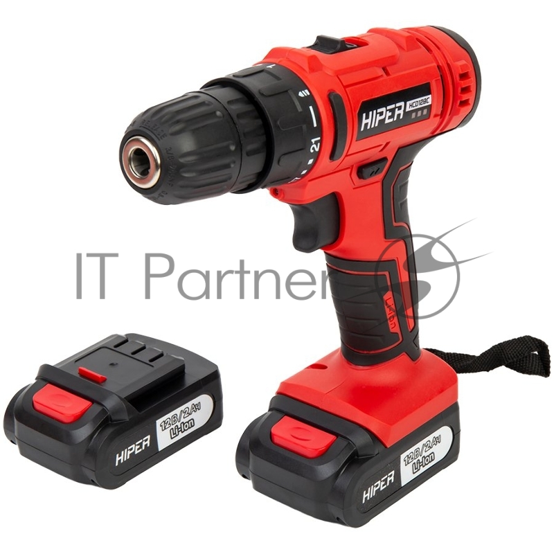 Дрель акк HIPER 12В, 30Нм, 2Ач, 0-350/0-1350 об/мин, 2 акк, Li-ion, БЗП 10мм, кейс