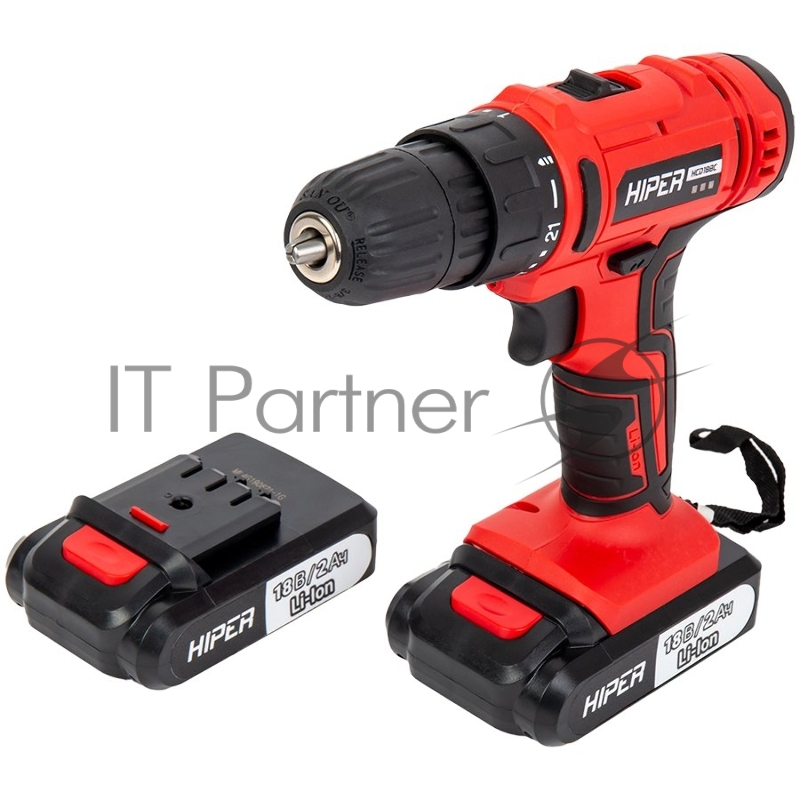 Дрель акк HIPER 18В, 35Нм, 2Ач, 0-350/0-1350 об/мин, 2 акк, Li-ion, БЗП 10мм, кейс