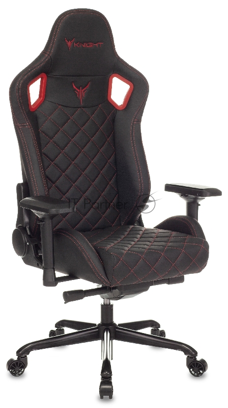 Кресло игровое Knight TITAN черный/красный ромбик эко.кожа с подголов. крестовина металл