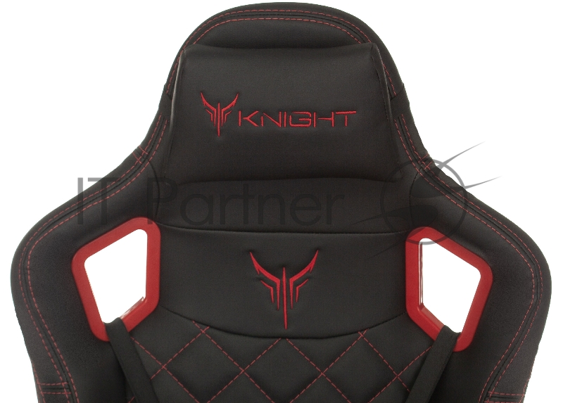 Кресло игровое Knight TITAN черный/красный ромбик эко.кожа с подголов. крестовина металл