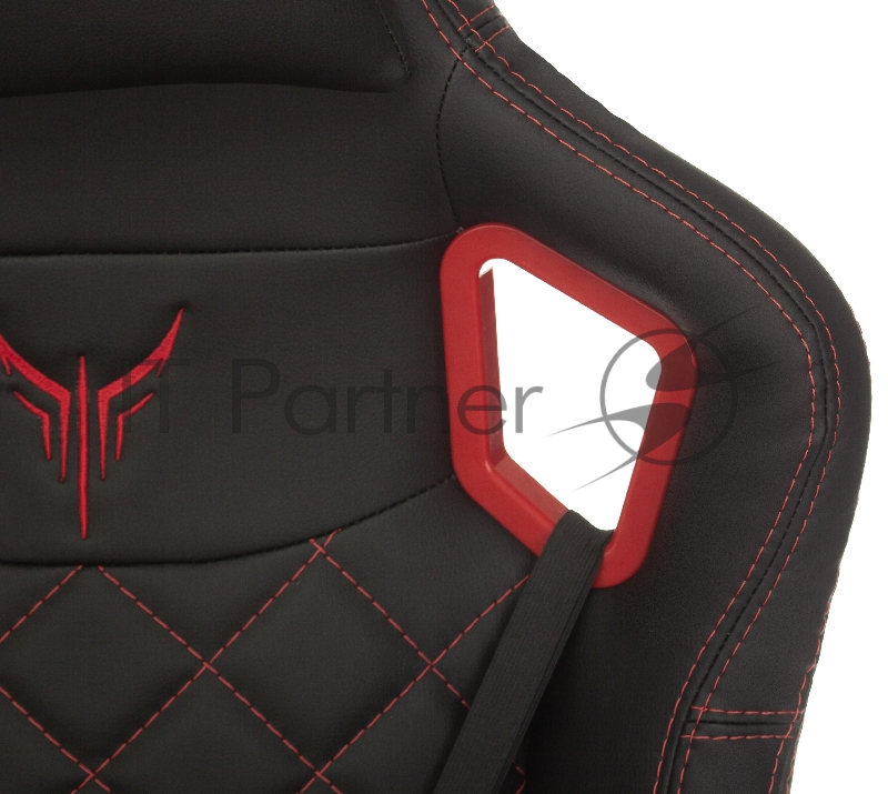 Кресло игровое Knight TITAN черный/красный ромбик эко.кожа с подголов. крестовина металл