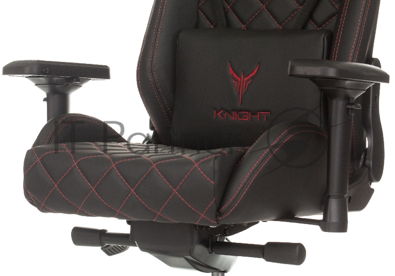 Кресло игровое Knight TITAN черный/красный ромбик эко.кожа с подголов. крестовина металл