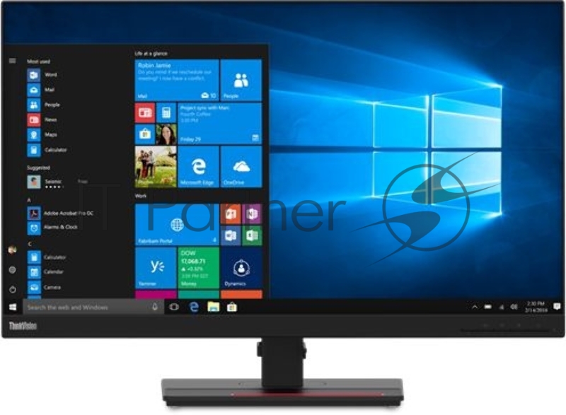 Монитор Lenovo ThinkVision T27q-20 27 16:9 QHD (2560x1440) IPS, 4ms, CR 1000:1, DCR 3M:1, BR 350, 178/178, 1xHDMI1.4, 1xDP1.2, USB Hub(4 x USB 3.0), 1xAudio Port (3.5 mm), LTPS, 3YR Exchange