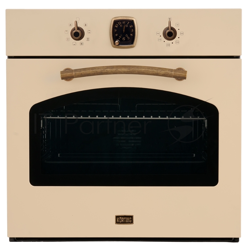 Встраиваемая электрическая духовка Korting OKB 481 CRB / 59.8 х 59.5 x 56 см, 8 режимов нагрева, гриль, таймер, телескопические направляющие, слоновая кость+бронза