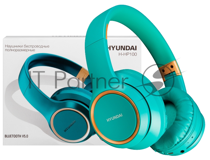 Гарнитура накладные Hyundai H-HP100A голубой беспроводные bluetooth оголовье