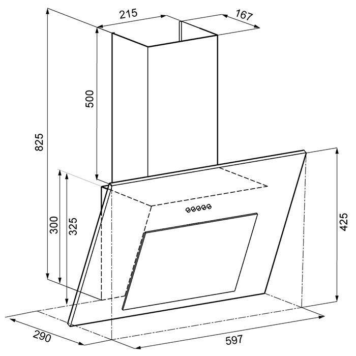 Вытяжка KRONA Freya 600 черный управление кнопочное