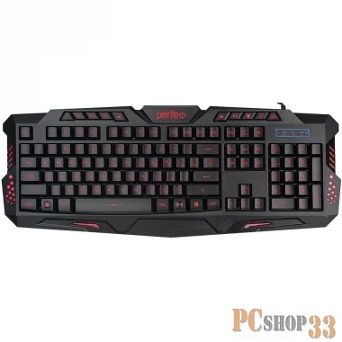 Perfeo клавиатура SKIN, Multimedia, GAME DESIGN, подсветка, USB, чёрный