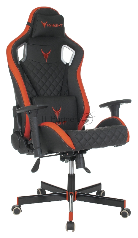 Кресло игровое Knight OUTRIDER черный/красный ромбик эко.кожа с подголов. крестовина металл