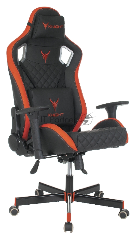 Кресло игровое Knight OUTRIDER черный/красный ромбик эко.кожа с подголов. крестовина металл
