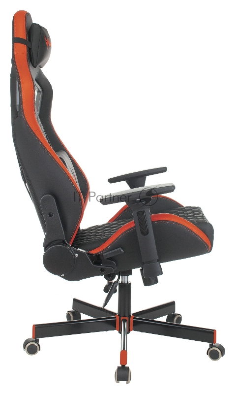 Кресло игровое Knight OUTRIDER черный/красный ромбик эко.кожа с подголов. крестовина металл